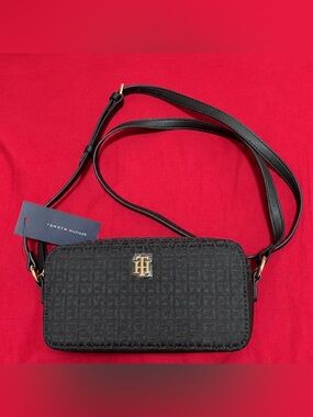 Tommy Hilfiger Black Crossbody Bag with Gold Hardware